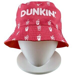 Dunkin Donuts Coffee Bucket Hat Reversible Floppy Orange Print 2024 Exclusive